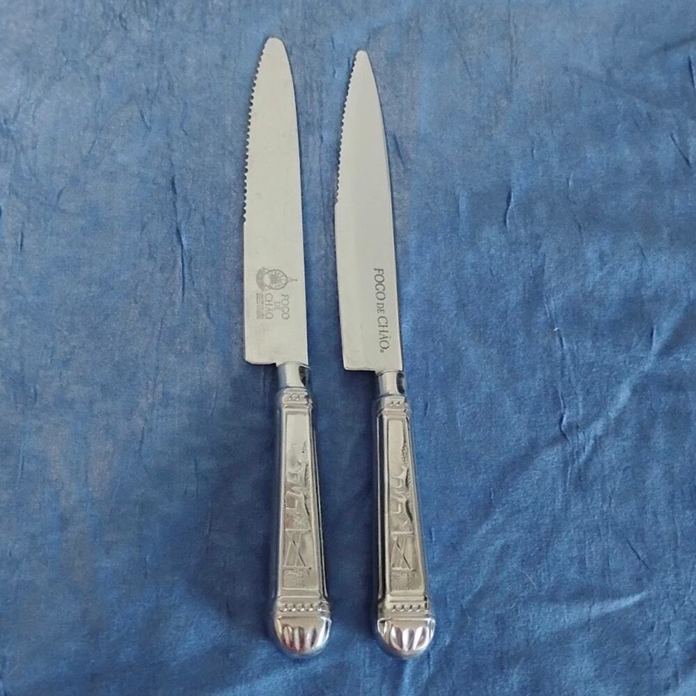 2 Fogo De Chao Serrated Steak Knives Stainless Brazilian Steak Knives 10"